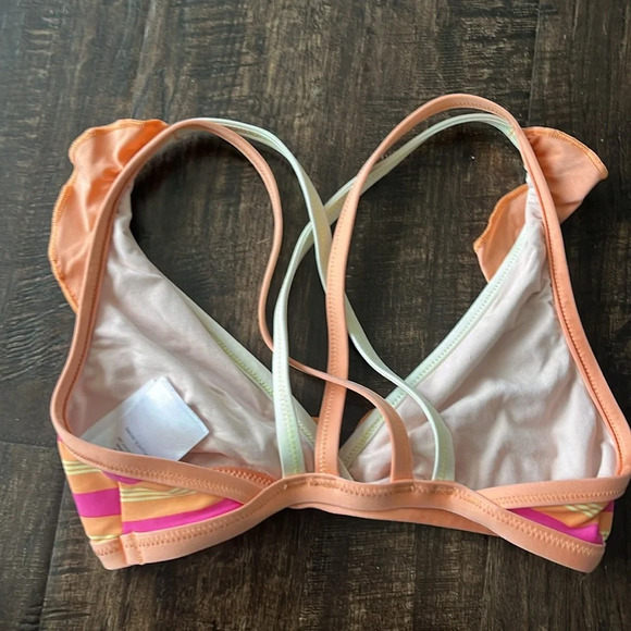 s1 Patagonia girls striped ruffle bikini top size small/8 - Picture 4 of 4